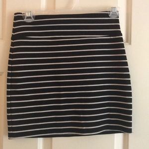 Black and white striped miniskirt